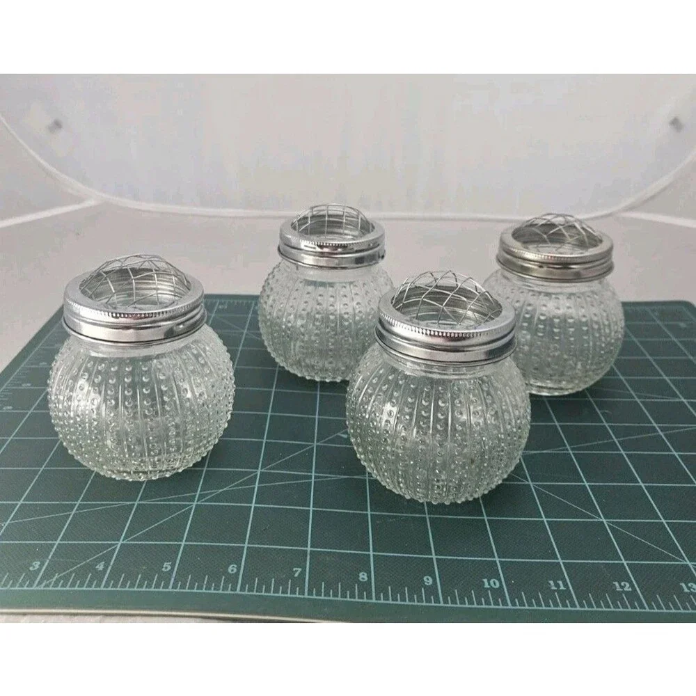 Vintage Flower Frog Vase-Clear Hob-nailed 4